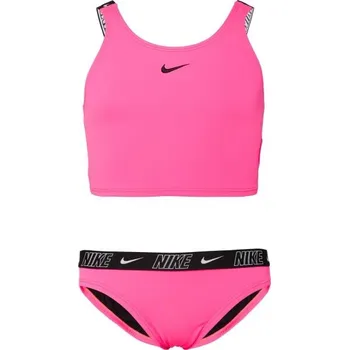 Dívčí plavky Dívčí plavky Nike NIKE LOGO TAPE L Růžová, Černá, Bílá