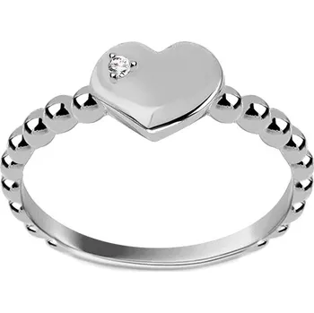 Prsten Diamantový prsten z bílého zlata srdíčko 0.010 ct BSBR120A + dárkové balení LUXUS zdarma