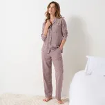 Pyžamo s kalhotami, dlouhými rukávy a kostkovaným vzorem čokoládová/režná 42/44