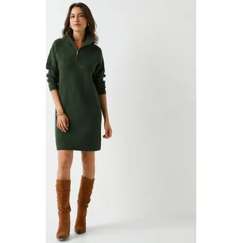 Dámské šaty Blancheporte Pulovrové šaty se stojáčkem, příměs vlny olivová M
