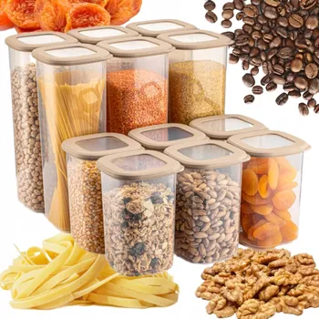 Dóza na potraviny CRALEX TOSCA BÉŽOVÁ SADA 12 KUSŮ NÁDOB NA POTRAVINY 6x 2 l / 6x 1,2 l