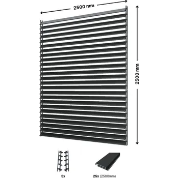Žaluzie Hahn Holz Set pro venkovní žaluzie z hliníku RAL 7016 (antracitová): V:2500mm, Š:2500mm