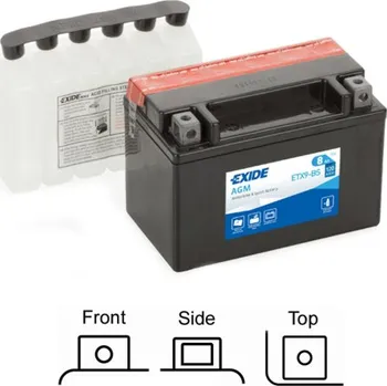 Auto-moto EXIDE AGM suchá, přednabitá 12V 8Ah 120A 150x87x105 LEVÁ