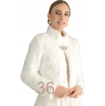 Dámský kožich Bolerko svatební kožíšek gronostaj se stojáčkem ecru, velikost 36