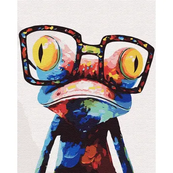Sada pro MALOVÁNÍ PODLE ČÍSEL Žába v brýlích 40*50 cm Plátno na rámu Artnapi
