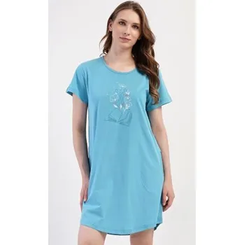 Dámské šaty Dámské domácí šaty s krátkým rukávem Vienetta Secret Book petrolejová 2XL