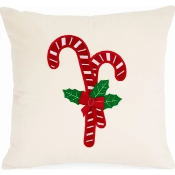 Polštář POLŠTÁŘ POLŠTÁŘ BÍLÝ 40 X 40 CM VZOR VÁNOČNÍCH LÍZÁTEK