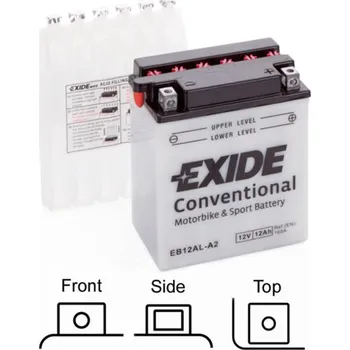 Auto-moto EXIDE suchá, přednabitá 12V 12Ah 165A 134x80x160
