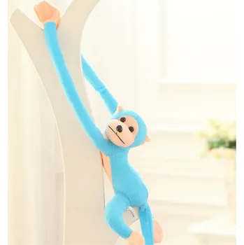 plyšák Plyšová opička se zvukem a suchými zipy 80 cm modrá