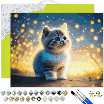 MALOVÁNÍ PODLE ČÍSEL Kočka Obrázky k Malování S RÁMEM Pro Děti 40x50 OhArt