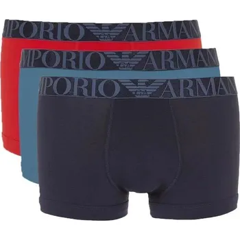 Boxerky Pánské boxerky 3Pack 111357 4R726 modré/červené/tm. modré - Emporio Armani L