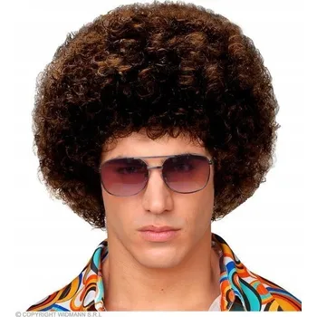 Karnevalová paruka PARUKA DISCO AFRO TUPE LOKNY HAVAJ KLAUN HNĚDÁ