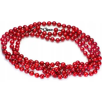 Náhrdelník Červené korále dlouhé, perly broušené Jablonex, uzlíkové