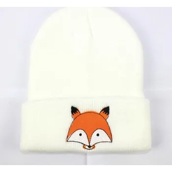 Čepice Dětská pletená čepice s liškou J2459 bílá