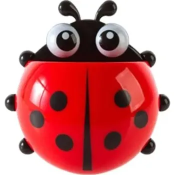 Držák na ručník Roztomilý držák na zubní kartáček s přísavkou 14,5x13,8 cm Plastový koupelnový doplněk Dětský držák ve tvaru berušky se sedmi hvězdičkami červená