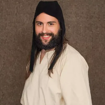 Klobouk House of Warfare Středověká čapka s vázáním ze semišové kůže, černá