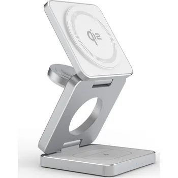 3v1 skládací plastová bezdrátová nabíječka iw 30 PRO Qi2 Barva: Stříbrná