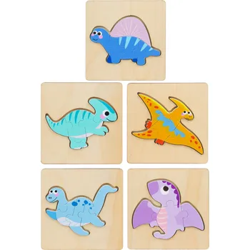 Puzzle Dřevěné puzzle Dinosauři 11x11 cm barevné