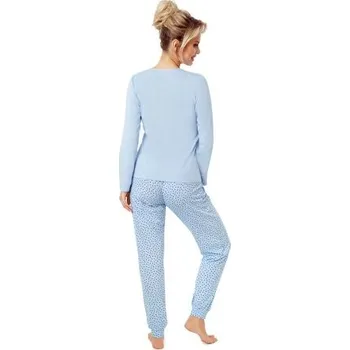 Dámské pyžamo Dámské dlouhé pyžamo Donna Star - bavlna Světle modrá S(36)