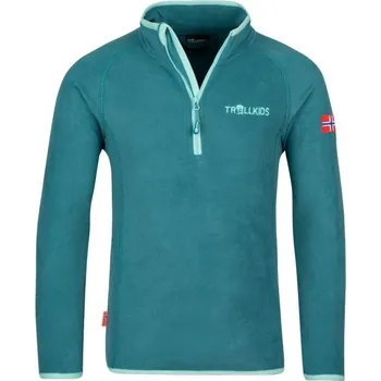 Fleecová mikina pro holky/chlapce se zipem Trollkids Kids Nordland Half Zip zelená (707-332) 110