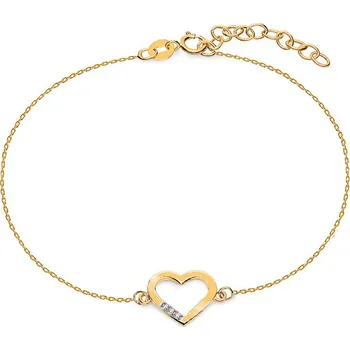 Náramek Náramek se srdíčkem a diamanty, žluté zlato BSBR119 + dárkové balení LUXUS zdarma