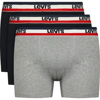 Boxerky Pánské boxerky 3Pack 37149-0544 black/grey - Levi's S