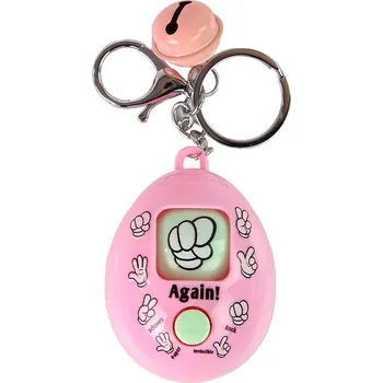 Přívěsek na klíče kámen nůžky papír – s rolničkou růžový