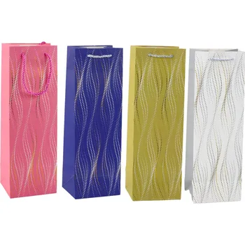 Dárková taška Dárková taška na láhev – lesklé vlny 35x12x9 cm