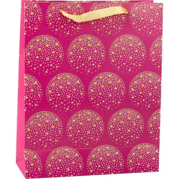 Dárková taška růžová – elegantní zlaté hvězdičky
