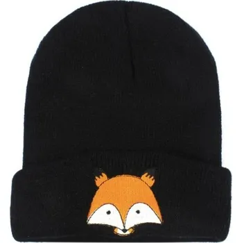Pokrývka hlavy Dětská pletená čepice s liškou J2459 černá