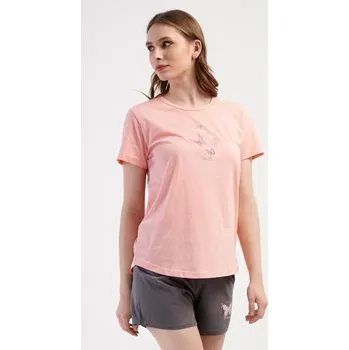 Dámské pyžamo Dámské pyžamo šortky Vienetta Secret Motýlci lososová M