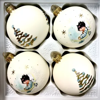 Vánoční ozdoba Irisa Vánoční koule 8 cm bílé 4 ks