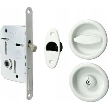 Dveřní kování Hákový zámek pro posuvné dveře WC, bílý, Scivola Tre Class