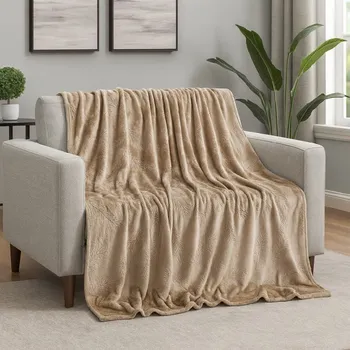 deka Mikroplyšová deka 150 x 220 cm A feather Béžová