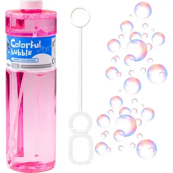 Bublifuk Tekutina na mýdlové bubliny s hůlkou 1L – růžová