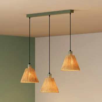 Závěsné světlo OSRAM Decor Raffia, 3-ramenné, přírodní rafia světle hnědá, zelená 3 x 15 W LED - Doprava zdarma