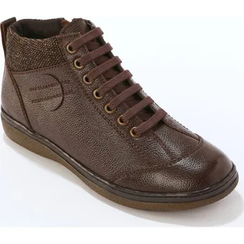 Dámská zimní obuv Kožené kotníkové boty s tkaničkami a zipem čokoládová 36