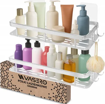 Obraz Koupelnová polička Vasero stříbrná nerezová ocel montáž na přísavky