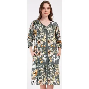 Dámské šaty Dámské domácí šaty s tříčtvrtečním rukávem Vienetta Secret Marie khaki 2XL