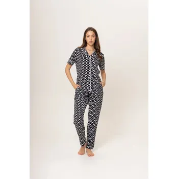 Pánské pyžamo Dámské pyžamo 180/158 černobílé - Karol 2XL