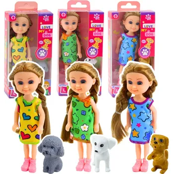 Panenka Mini panenka se šatičkami a pejskem 14,5 cm