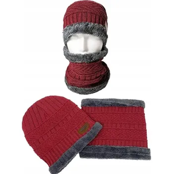 Čepice Červená souprava: čepice s fleecem a nákrčník, velikost 55-58 cm, pro děti 6-15 let