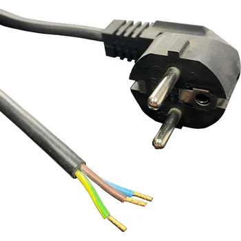 elektrický kabel Flexo PVC šňůra 863107-1-58/5, 3Gx1, dutinky, úhlová vidlice, černá - 5 m