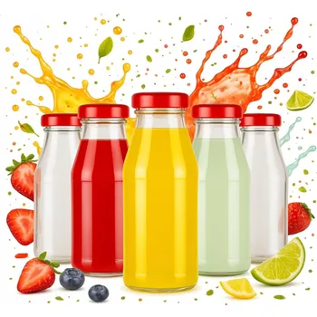 10x Butelka na sok JUICE 125ml Skleněná láhev na džus Sirup Se šroubovacím uzávěrem