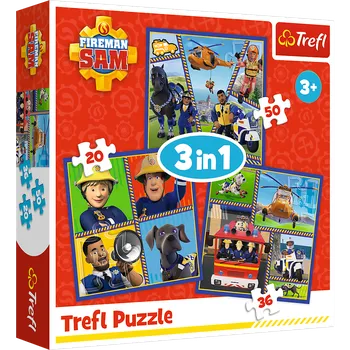 Puzzle Puzzle 3v1 Hasič Sam pro děti 20-36 dílků – Trefl