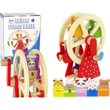 Dřevěná hračka Dřevěné ruské kolo se zvířátky a čísly – vzdělávací hračka