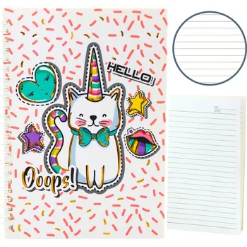 Sešit Linkovaný sešit A5 kočka jednorožec – 60 listů | růžový