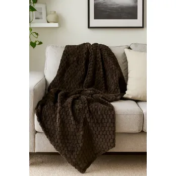 Přehoz na lůžko JARO Mikroplyšová deka 200 x 230 cm Blanket - tmavě hnědá