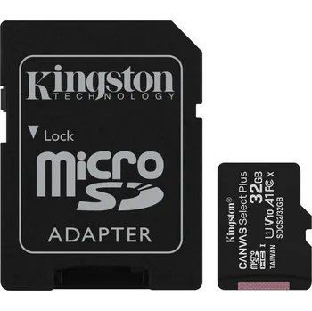 Ukládání dat Kingston 32GB micSDHC Canvas Select Plus 100R A1 C10 karta + ADP