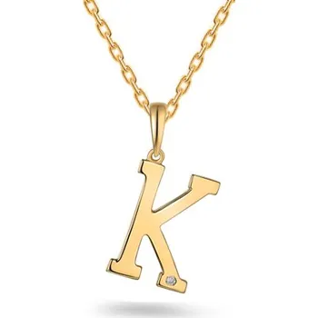 Přívěsek Zlatá celebritka písmeno K s briliantem pro štěstí 0,010 ct IZBR995KY + dárkové balení LUXUS zdarma
